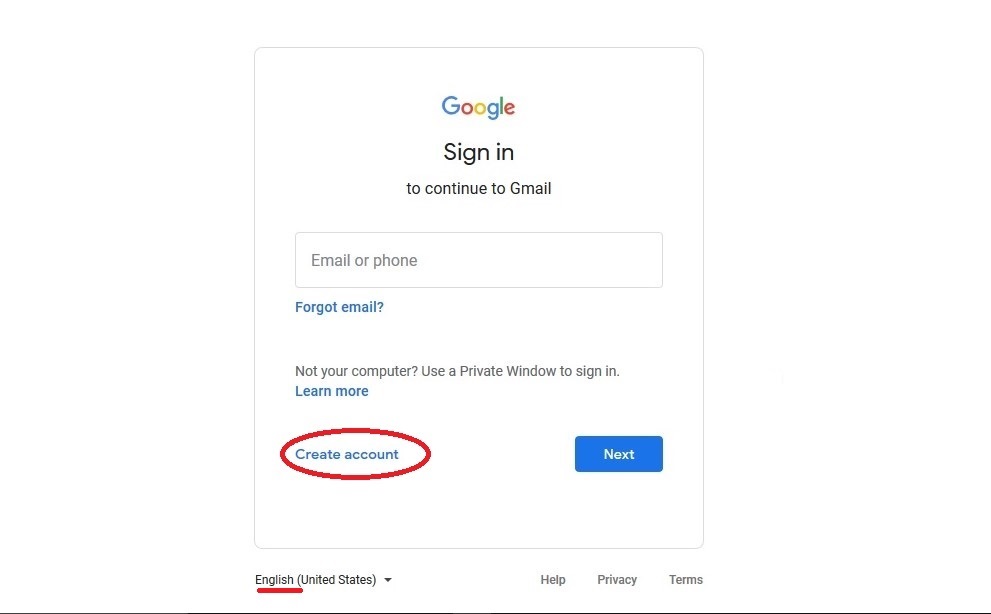 create a Google or Gmail account